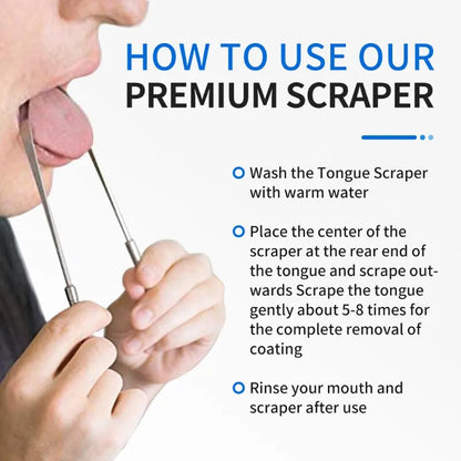 3 Colors Stainless Steel Tongue Scraper - Crownie Silver