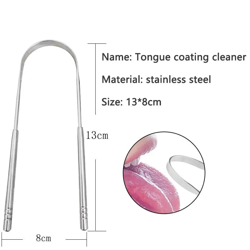 3 Colors Stainless Steel Tongue Scraper - Crownie Silver