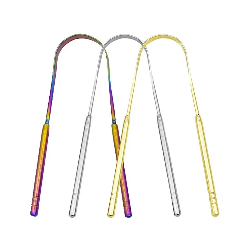 3 Colors Stainless Steel Tongue Scraper - Crownie Silver