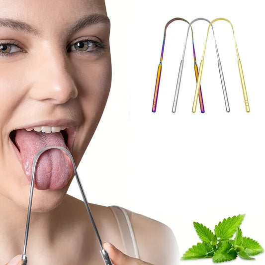3 Colors Stainless Steel Tongue Scraper - Crownie Silver