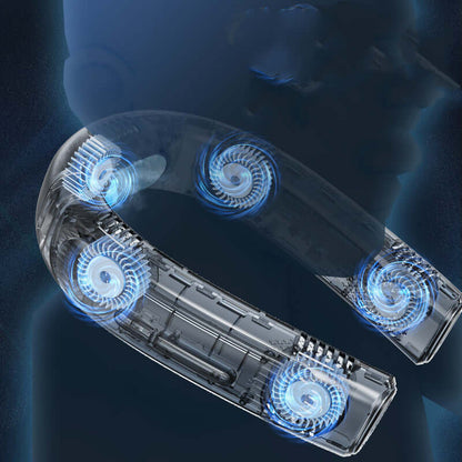 Semiconductor Refrigeration Five Fan Hanging Neck Fan - Crownie 0 Blue / USB