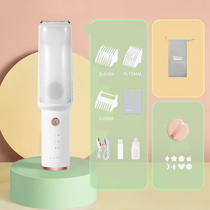 Baby Electric Vacuum Hair Trimmer Clipper USB Rechargeable Ceramic Cutter IPX7 Waterproof Baby Low Noise Hair Trimmer - Crownie 0 Gift box white / USB