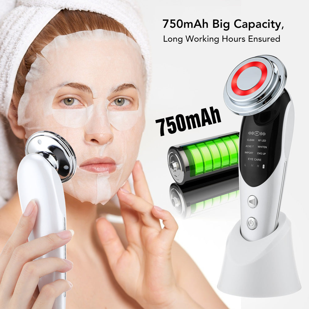 7-in-1 Facial Massager EMS Micro-current Color Light Vibration LED Beauty Purifying Introducer Skin Care Beauty Device - Crownie 0 Pink / USB