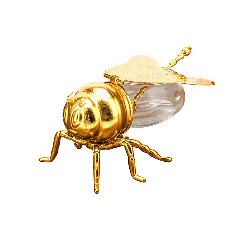 Classical Style Bee Sugar Bowl Seasoning Jar With Spoon Metal Crafts Kitchen Gadgets - Crownie 0 Gold