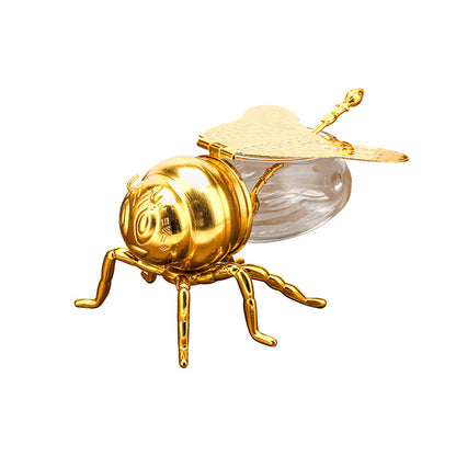 Classical Style Bee Sugar Bowl Seasoning Jar With Spoon Metal Crafts Kitchen Gadgets - Crownie 0 Gold