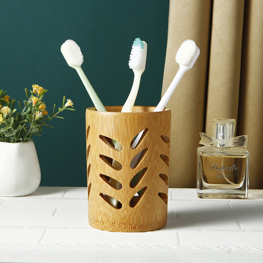 Nordic Creative Natural Bamboo Wood Hollow Toothbrush Cup - Crownie 0 Hollow toothbrush cup