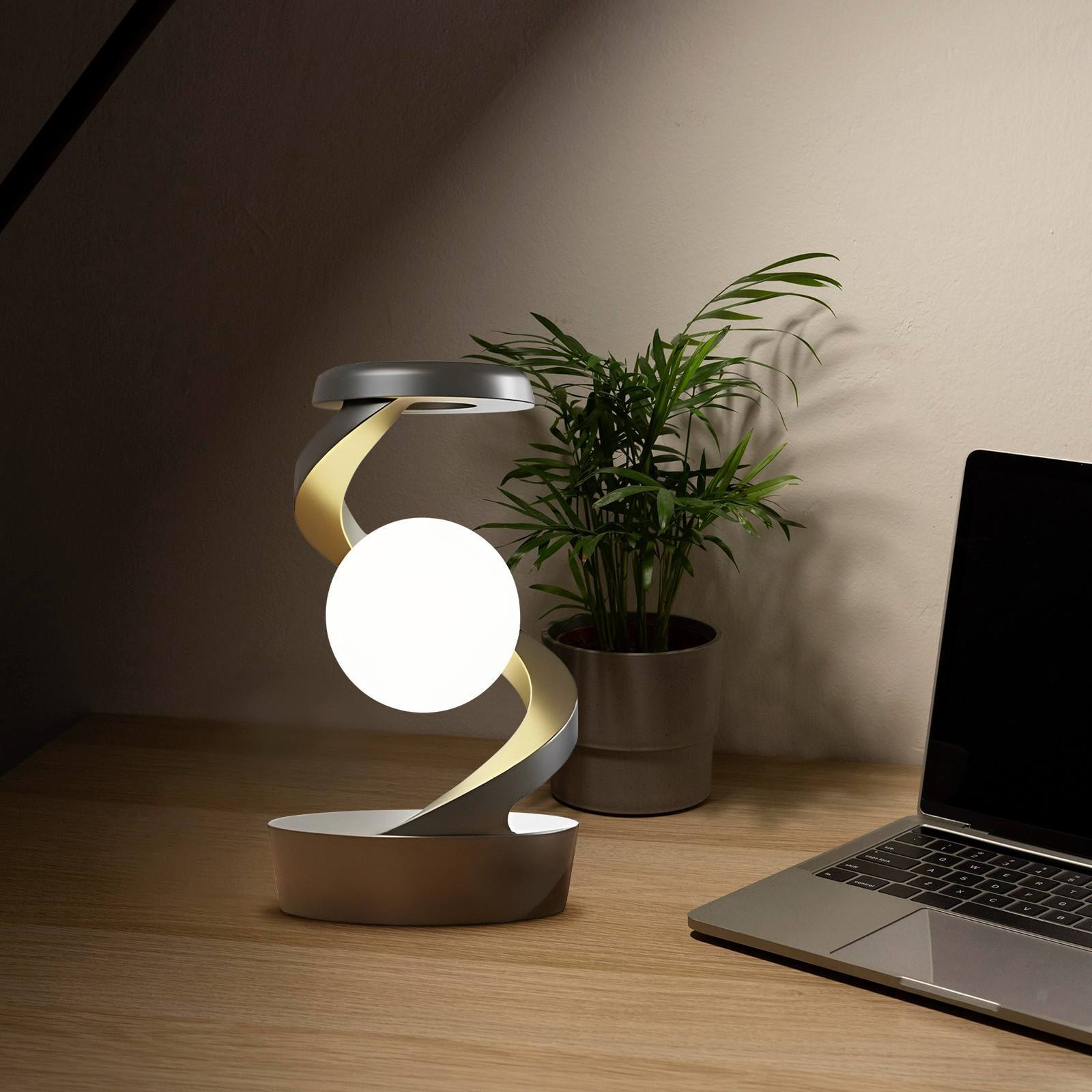 Rotating Moon Desk Lamp With Phone Wireless Charging Sensor Control Table Lamps Decorative Desktop Lamp Small Night Lamp Home Decor - Crownie 0 Gray Basic Style