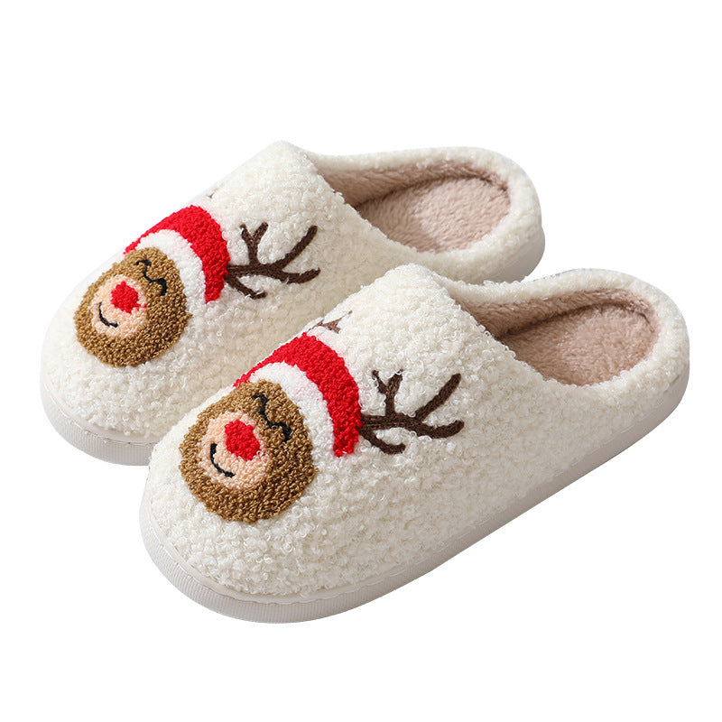 Christmas Home Slippers Cute Cartoon Santa Claus Cotton Slippers For Women And Men Couples Winter Warm Furry Shoes - Crownie 0 Fox / 36or37