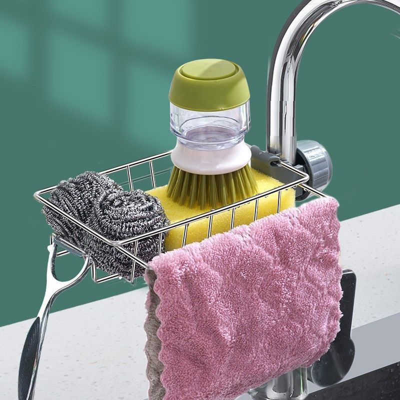 Adjustable Sink Drain Rack Sponge Storage Faucet Holder Soap Drainer Shelf Basket Organizer Kitchen Bathroom Accessories - Crownie 0 Black iron