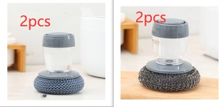 Kitchen Soap Dispensing Palm Brush Cleaner Push-type Brush Kitchen Detergent Tools - Crownie 0 A and B 2set