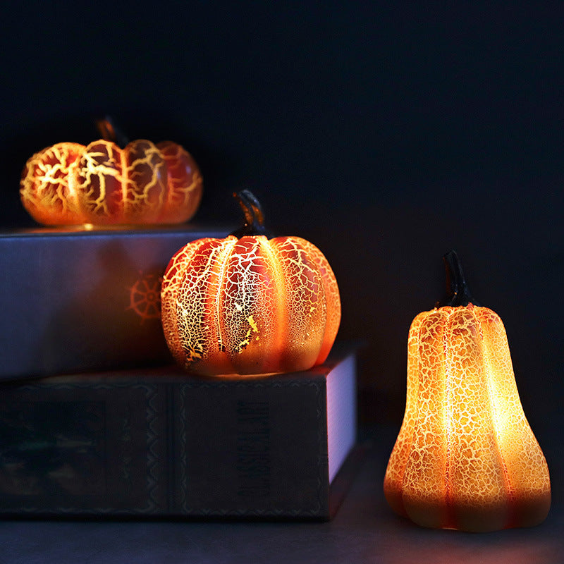 New Halloween Pumpkin Lantern Simulation Pumpkin LED Candle Lamp Resin Luminous Pumpkin - Crownie 0 Pumpkin / 3pcs set