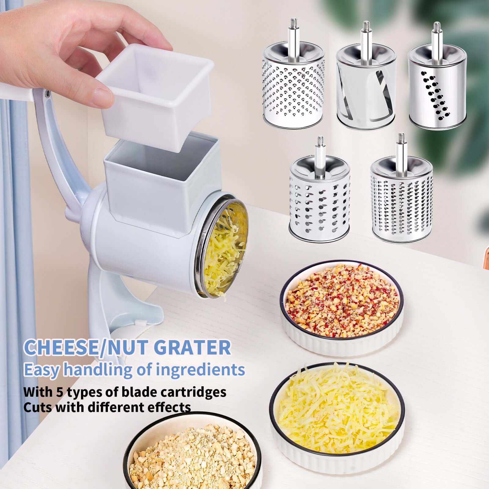 Hand-Cranked Peanut Grinder & Cheese Shredder - Crownie 0 160 Double Knife Red