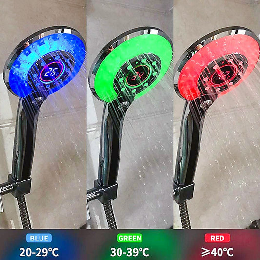 Three Gear Outlet Intelligent Temperature Display Shower Water Saving Shower Filter With LED Light Shower Save - Crownie 0 Electroplated surface
