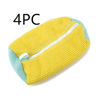 Shoes Laundry Bag Shoe Wash Bag For Washing Machine Reusable Zipper Shoe Washing Bag Sneaker Tennis Shoe Cleaner Kit Remove Dirt - Crownie 0 Yellow / 39x19CM / 4PCS