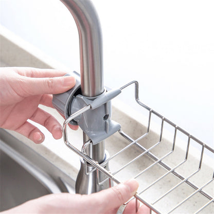 Adjustable Sink Drain Rack Sponge Storage Faucet Holder Soap Drainer Shelf Basket Organizer Kitchen Bathroom Accessories - Crownie 0 Black iron