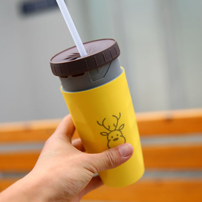 No Cover Twist Cup Travel Portable Cup Double Insulation Tumbler Straw Sippy Water Bottles Portable For Children Adults - Crownie 0 1style / 201to300ML