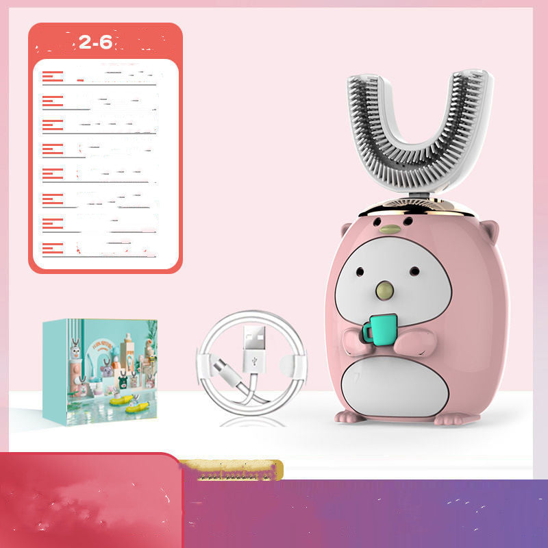Silicon USB Automatic Ultrasonic Teeth Tooth Brush Cartoon Pattern - Crownie 0 Pink Toddler Edition / USB