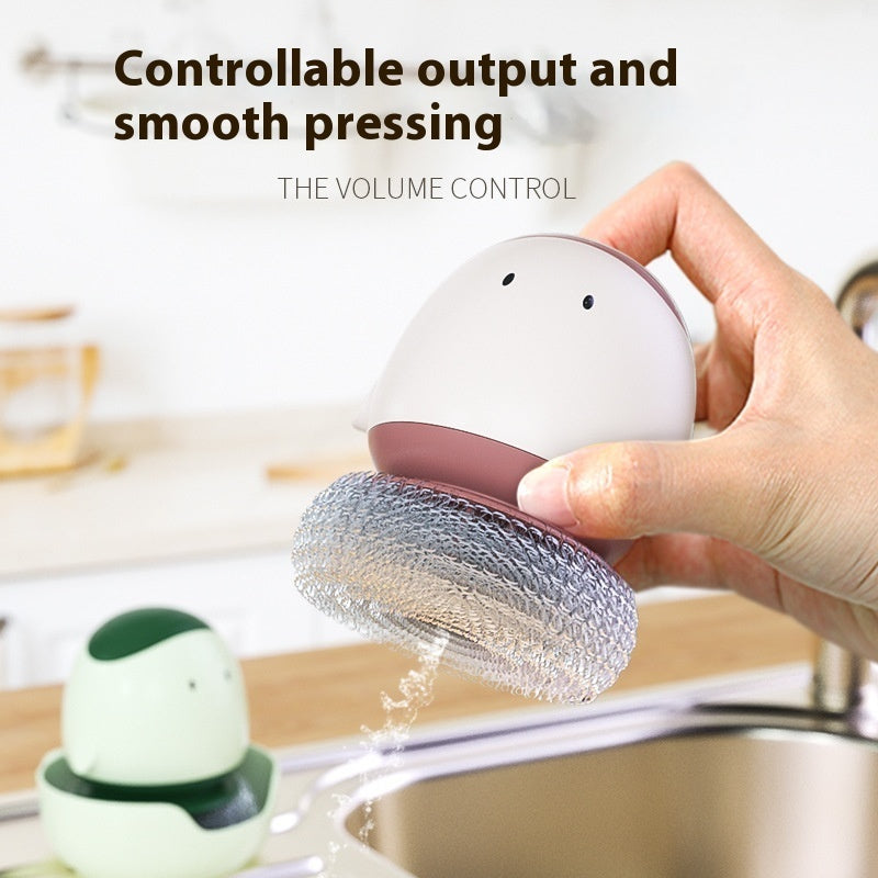Automatic Liquid Filling Dishwashing Brush Kitchen Dish Brush - Crownie 0 Bean Red
